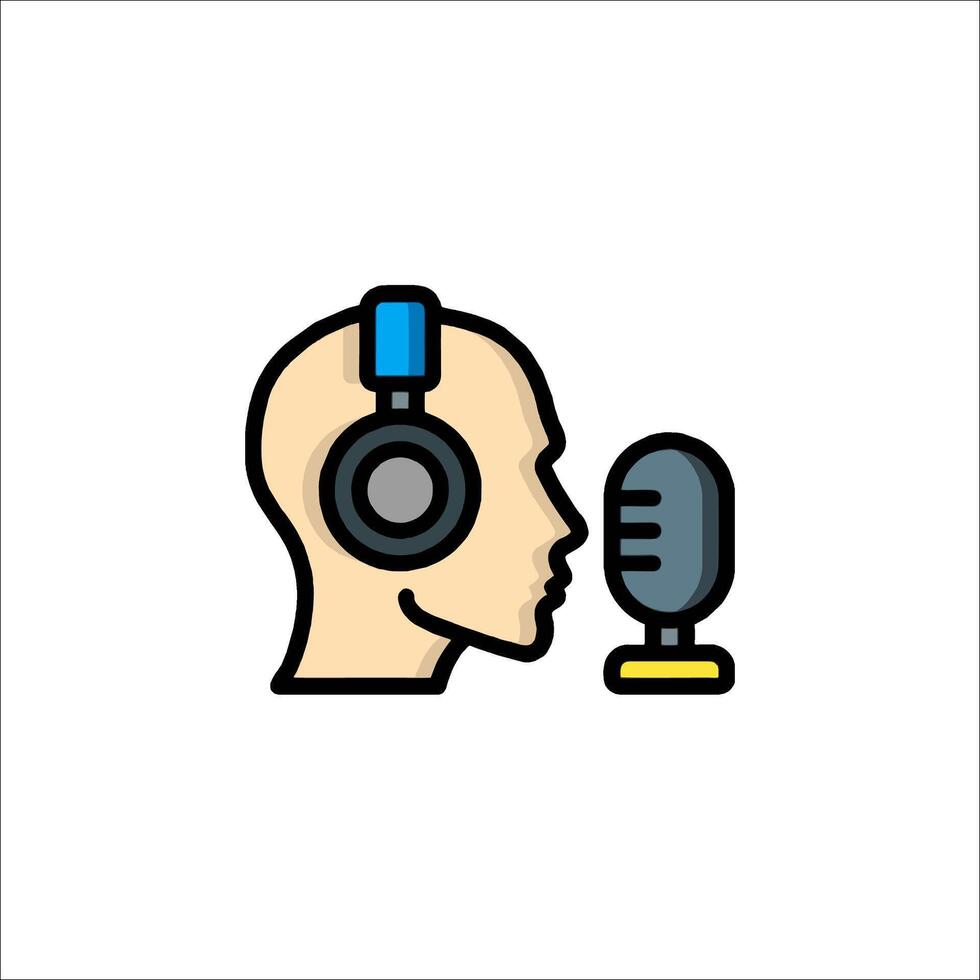 A person with headphones and microphone on their head vector