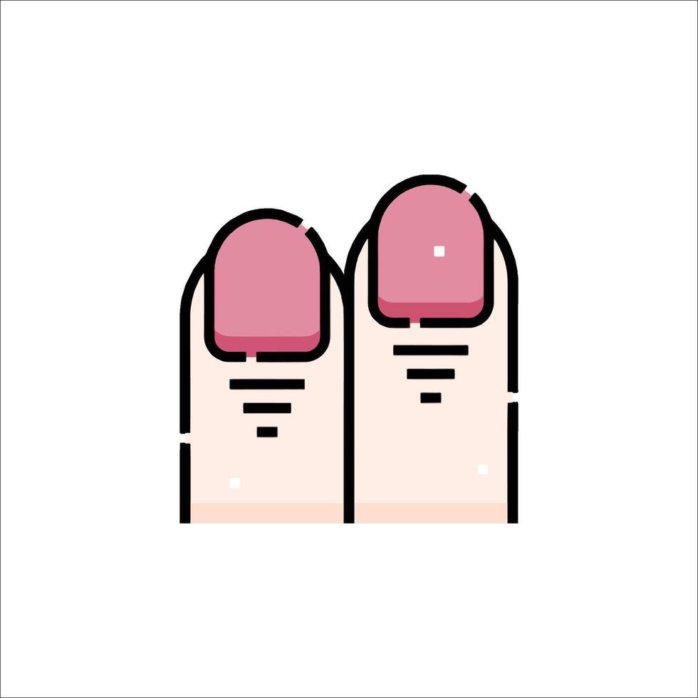 Two fingers with pink nail polish on them vector