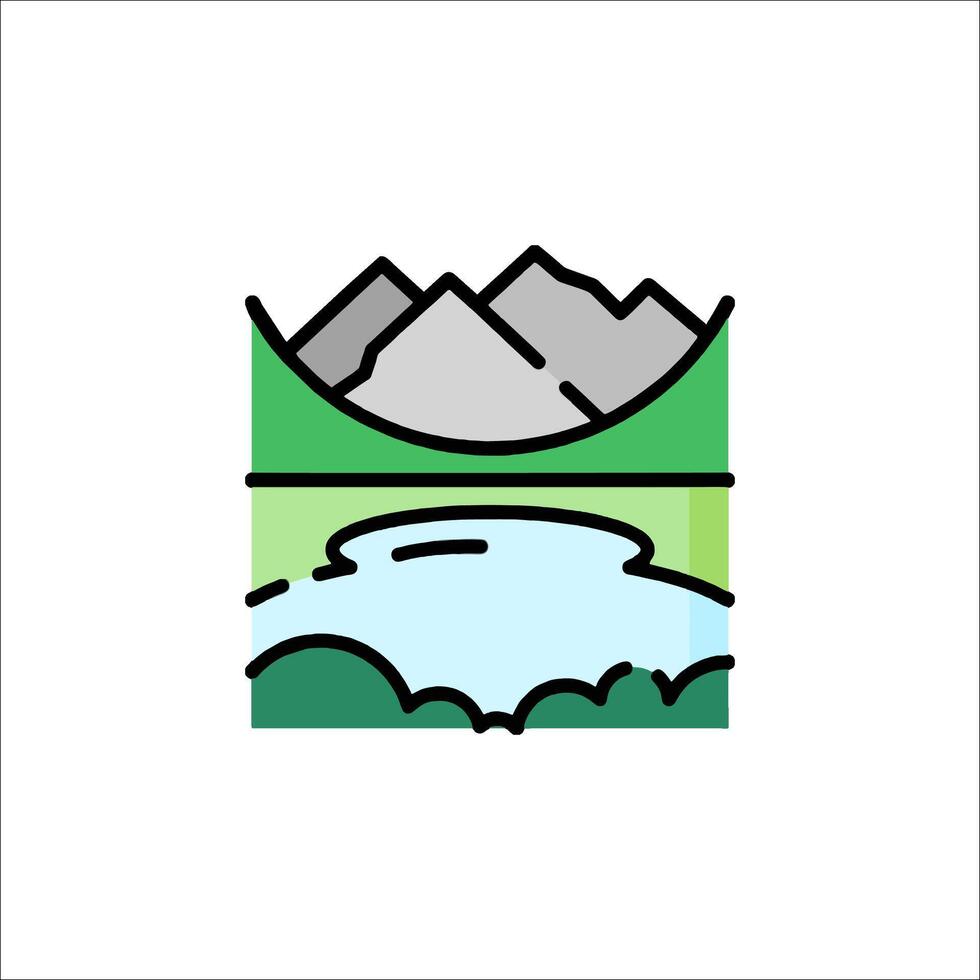 A mountain landscape with a lake and mountains vector