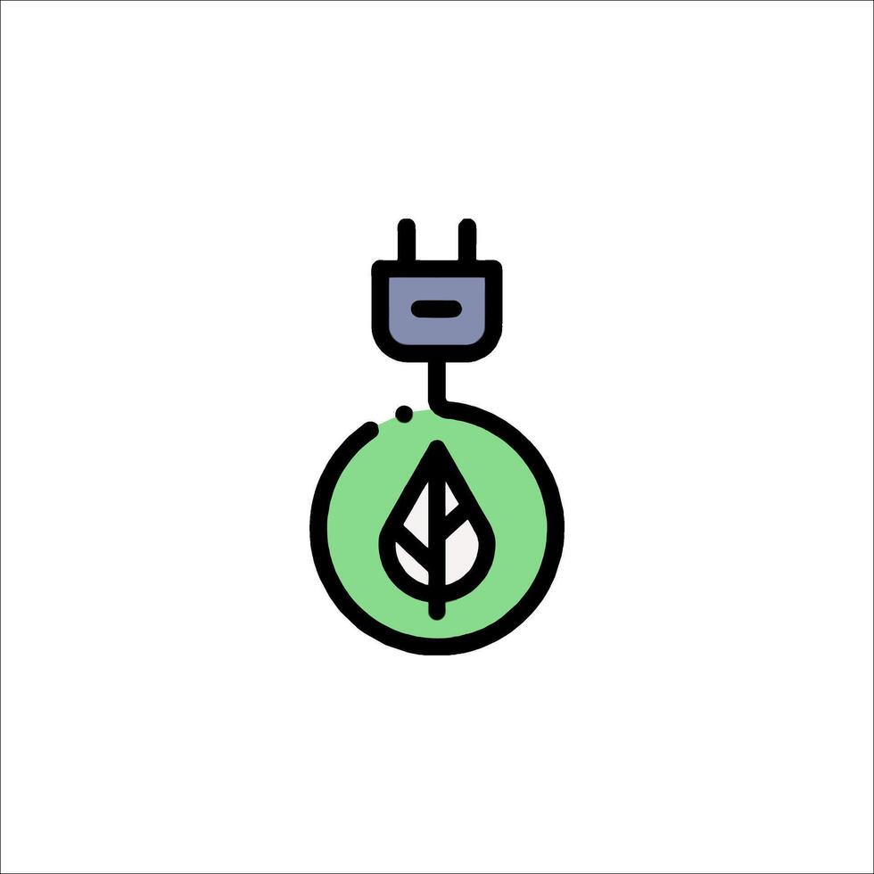 A green leaf and plug icon vector