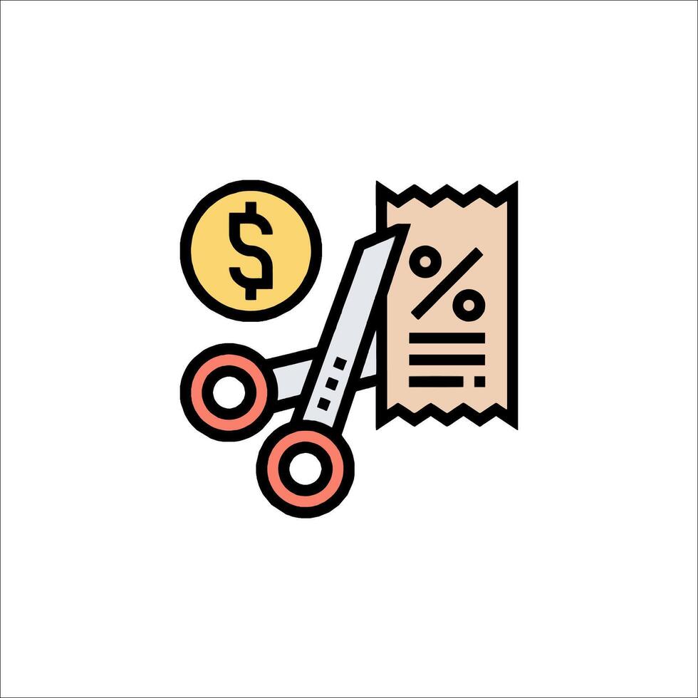 Scissors and paper with a dollar sign vector