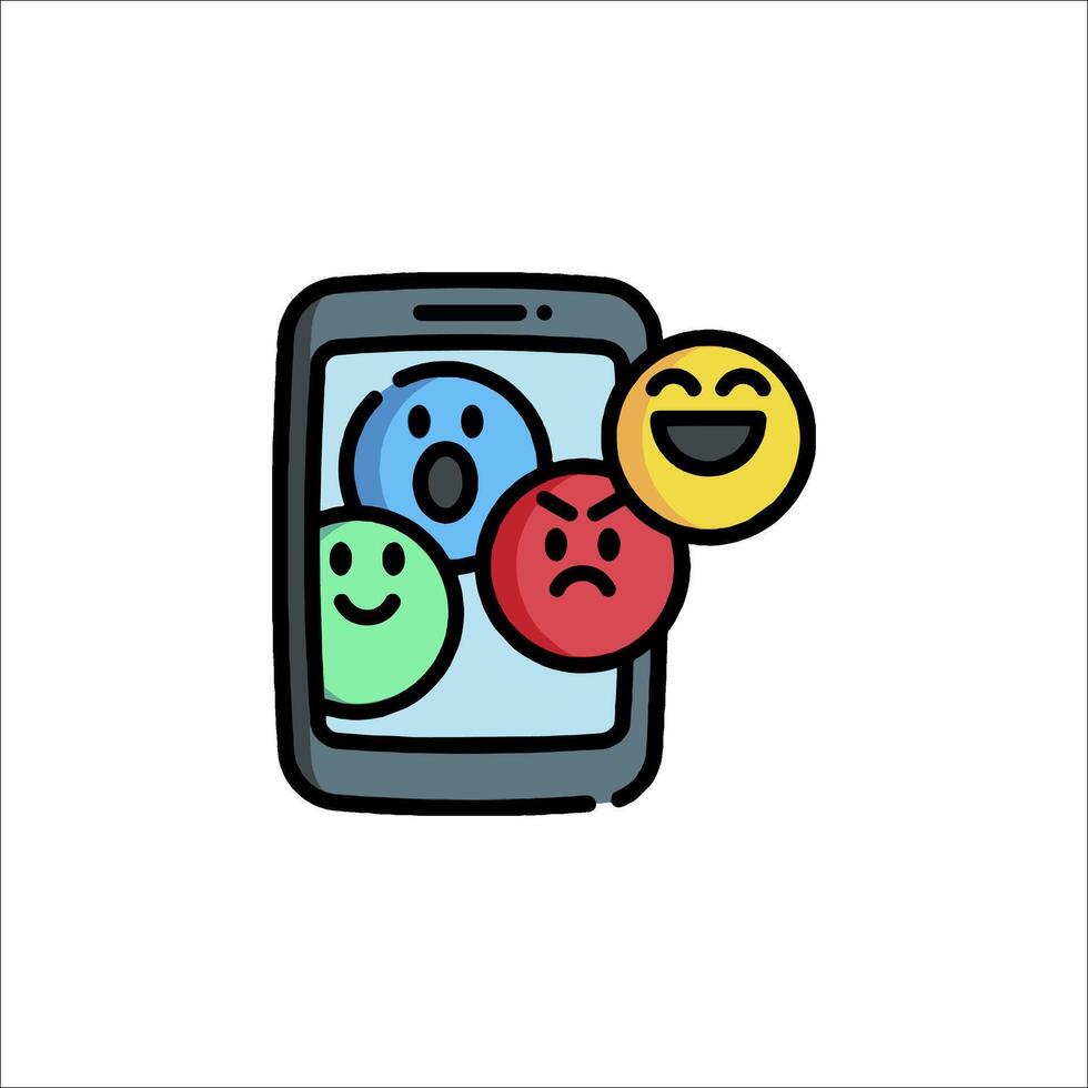 A phone with emoticions on it vector