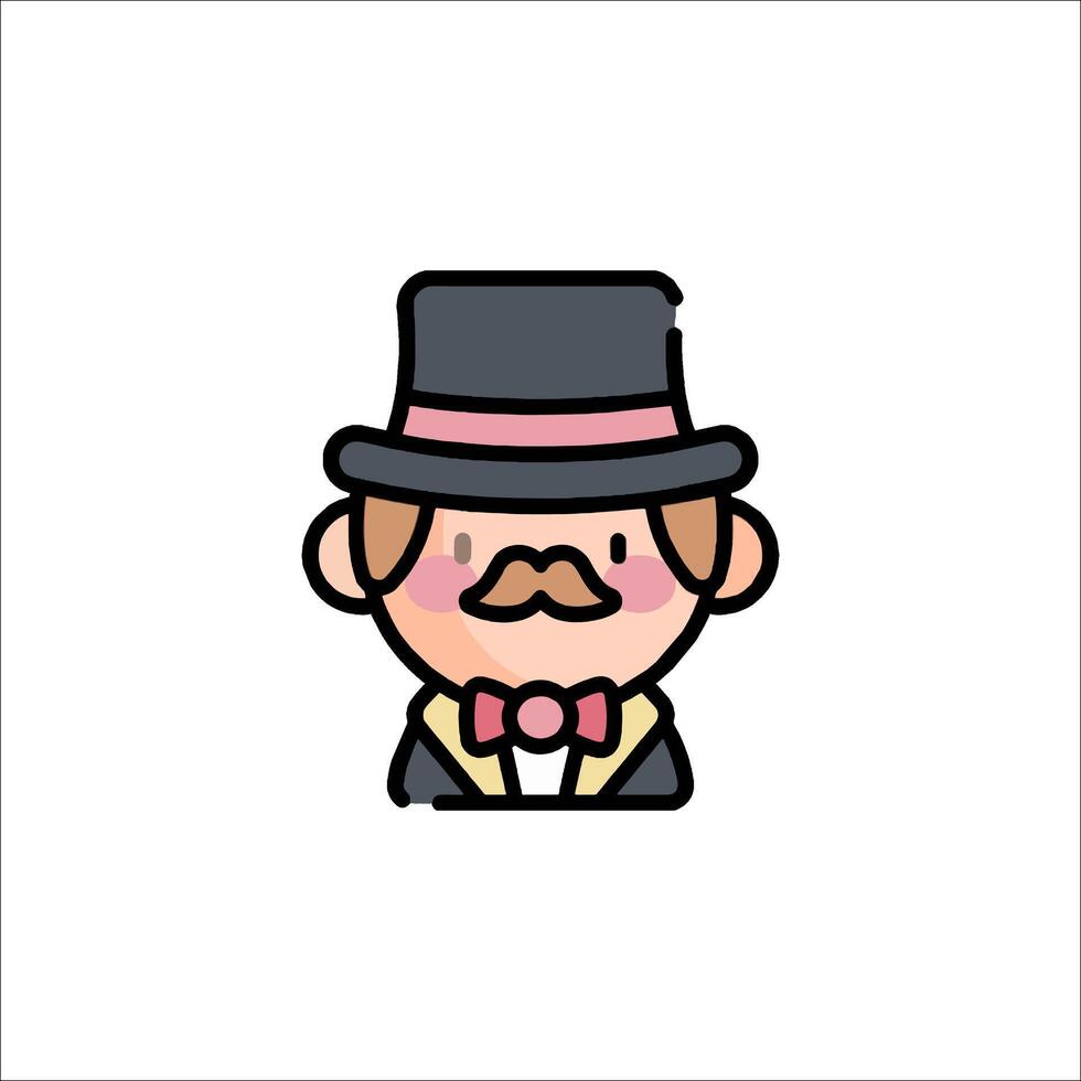 A cartoon man with a top hat and mustache vector