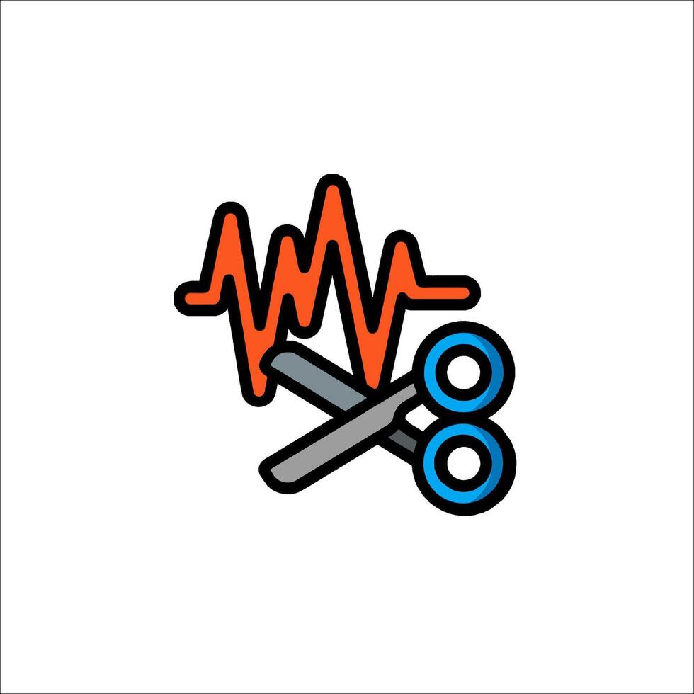 A pair of scissors and an ecg line icon vector