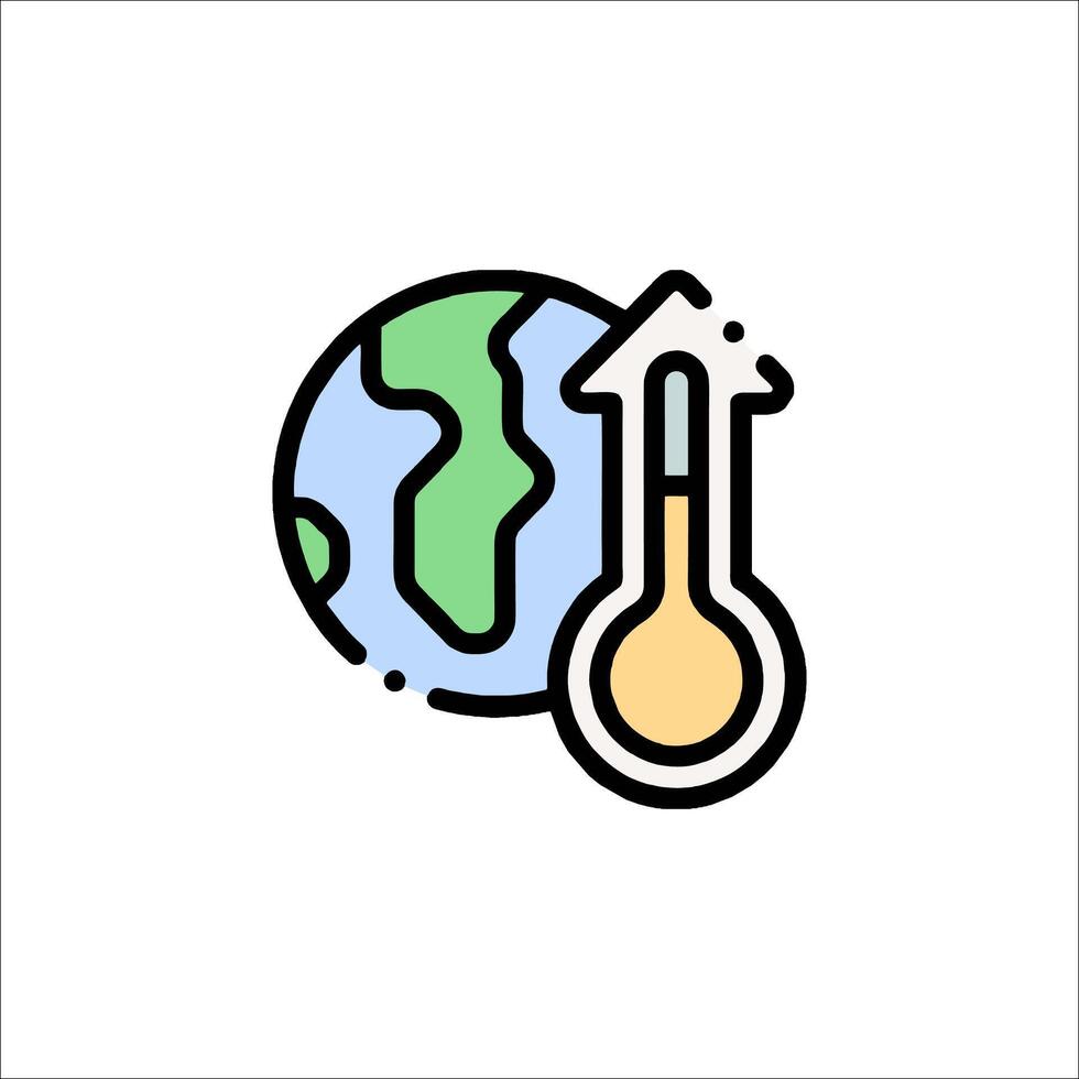 The earth is shown with a thermometer and an arrow pointing up vector
