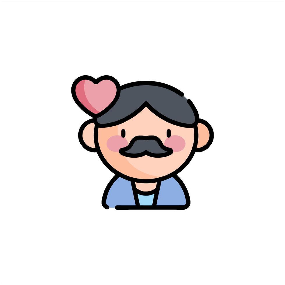A man with a mustache and a heart on his head vector