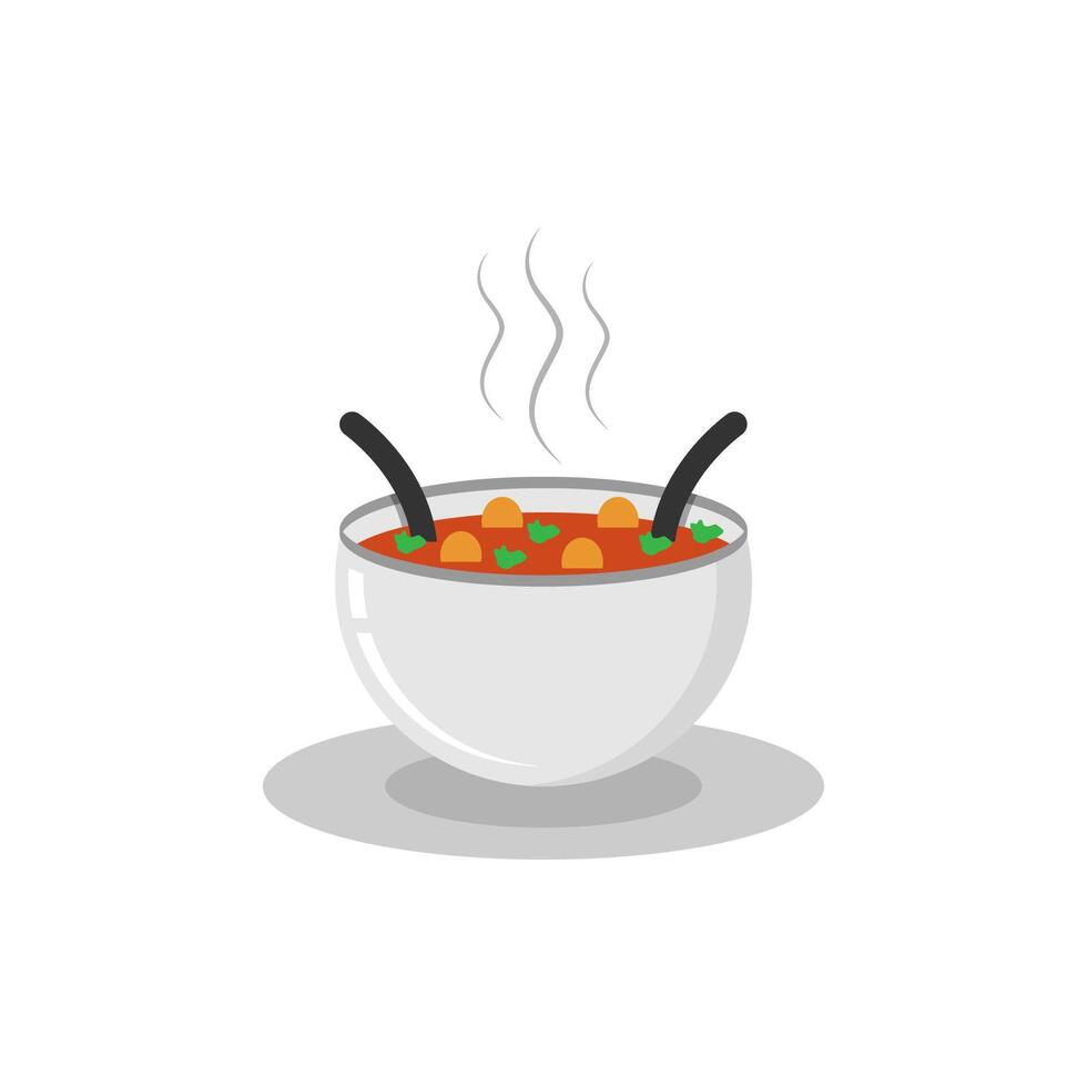 Hot chicken soup design illustration isolated on white background. vector