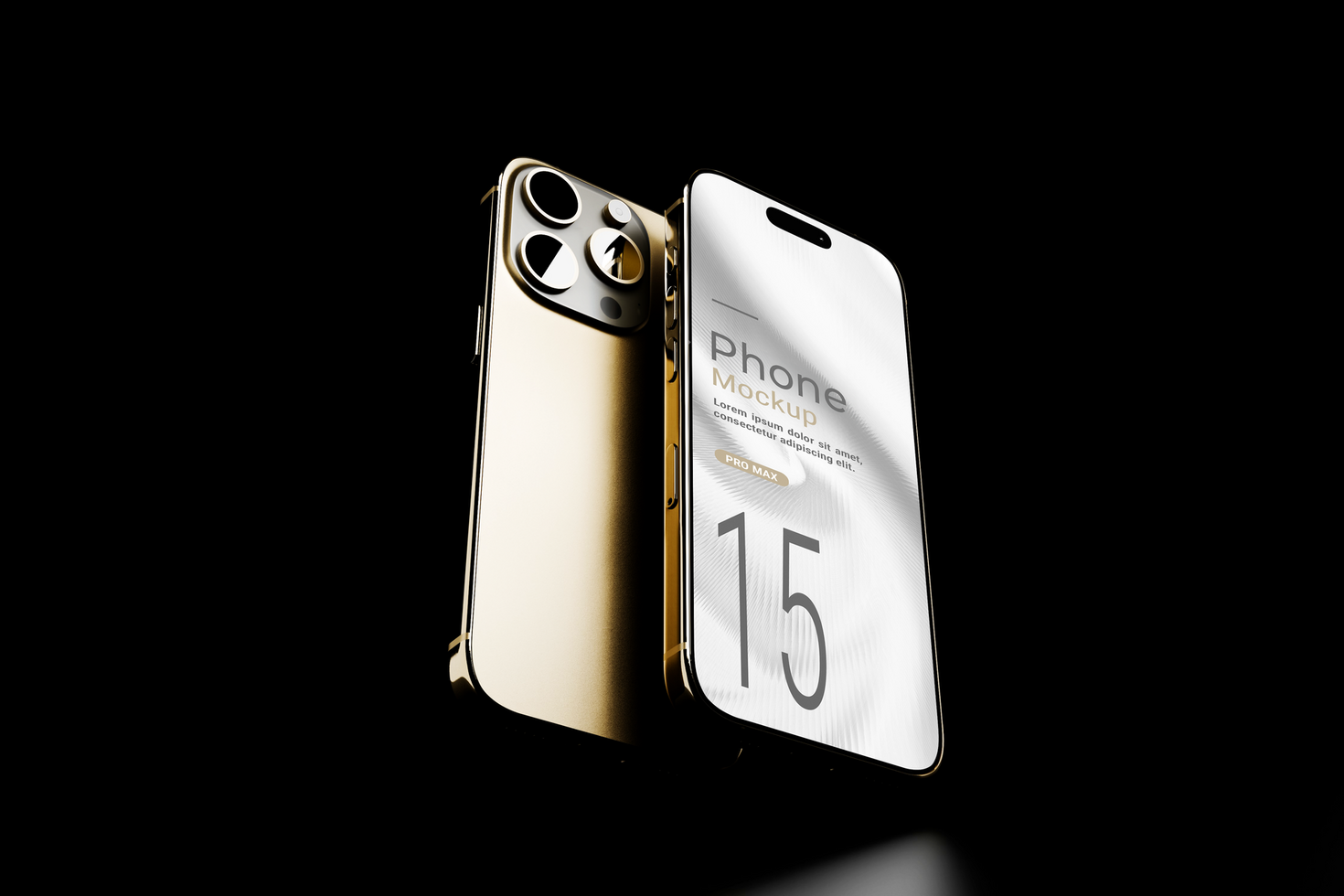 Golden Smartphone Mockup Showcasing Minimal Design in Black Background psd