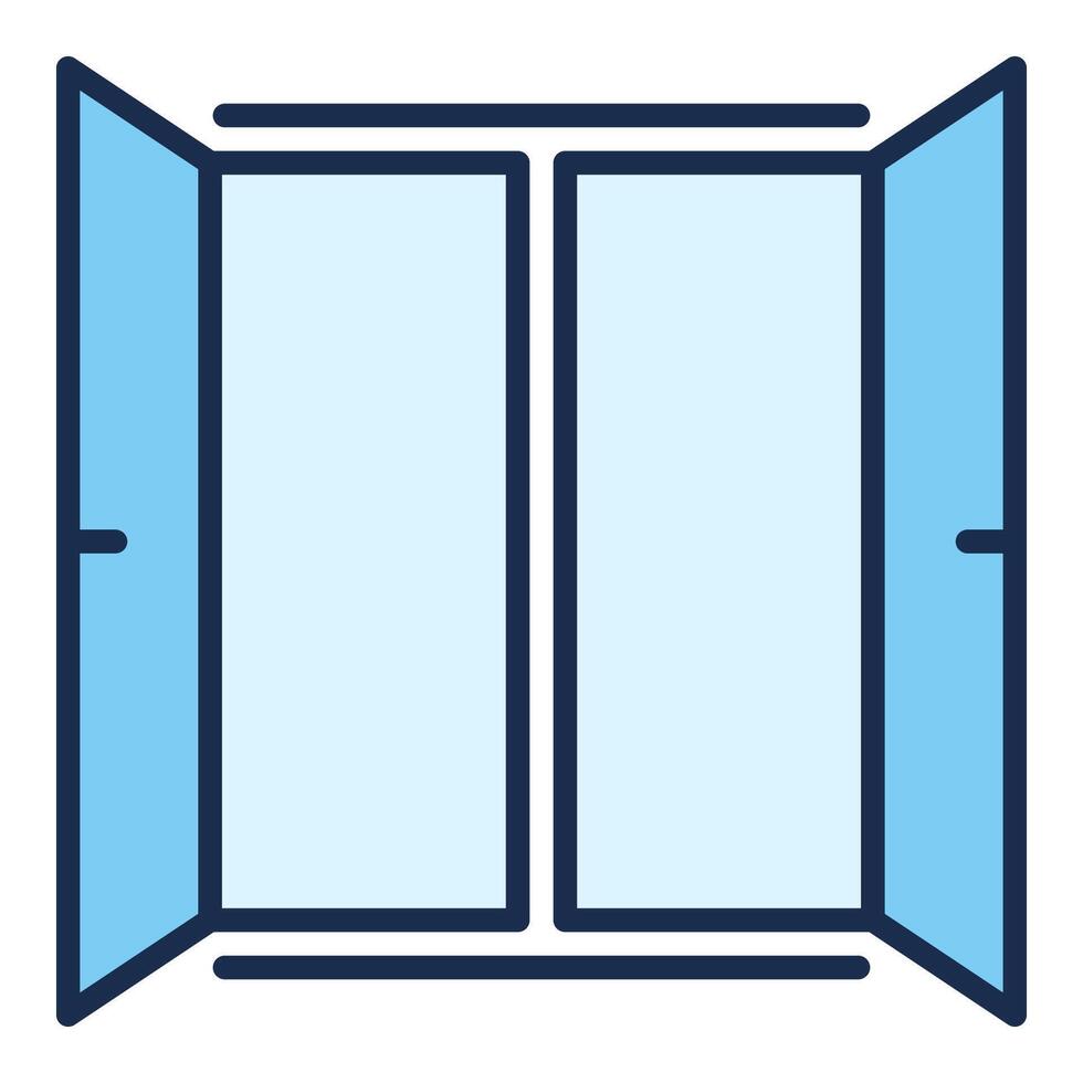 Wide Open Window Simple Clear Portal blue icon or symbol vector