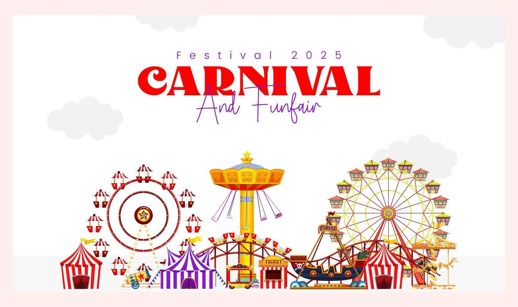 Colorful happy carnival web landing page vector