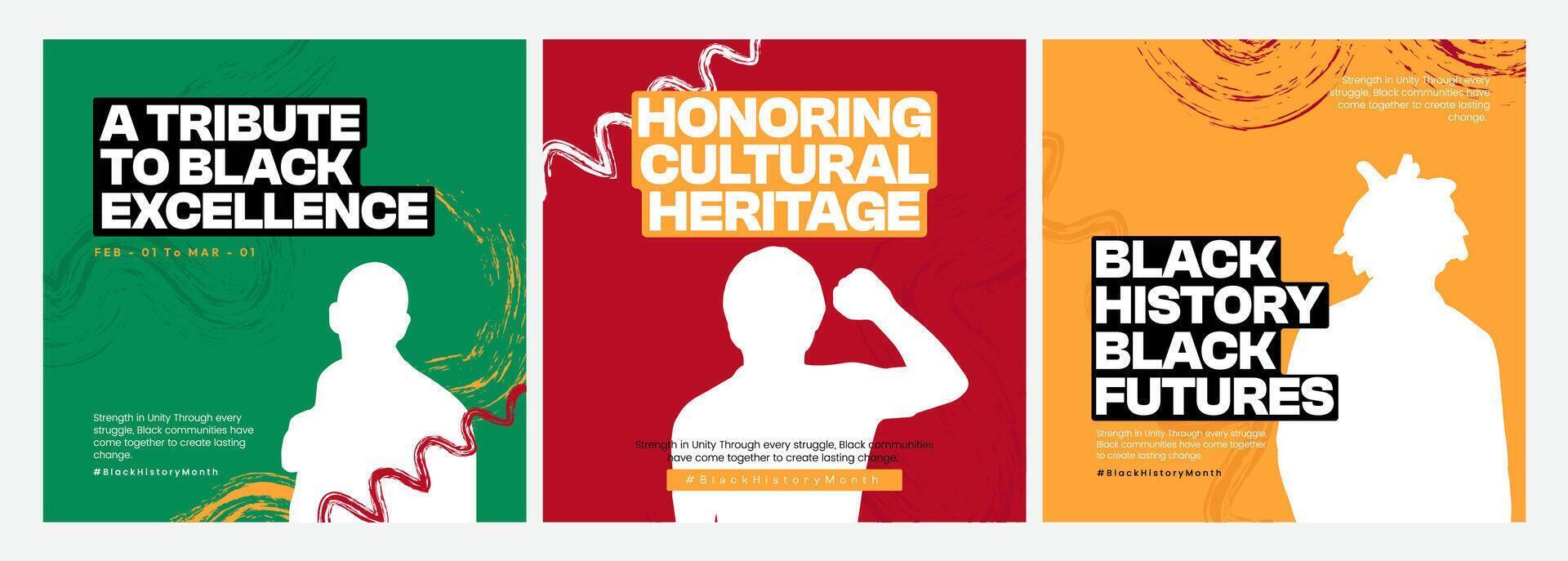 Social media posts design template for black history month vector