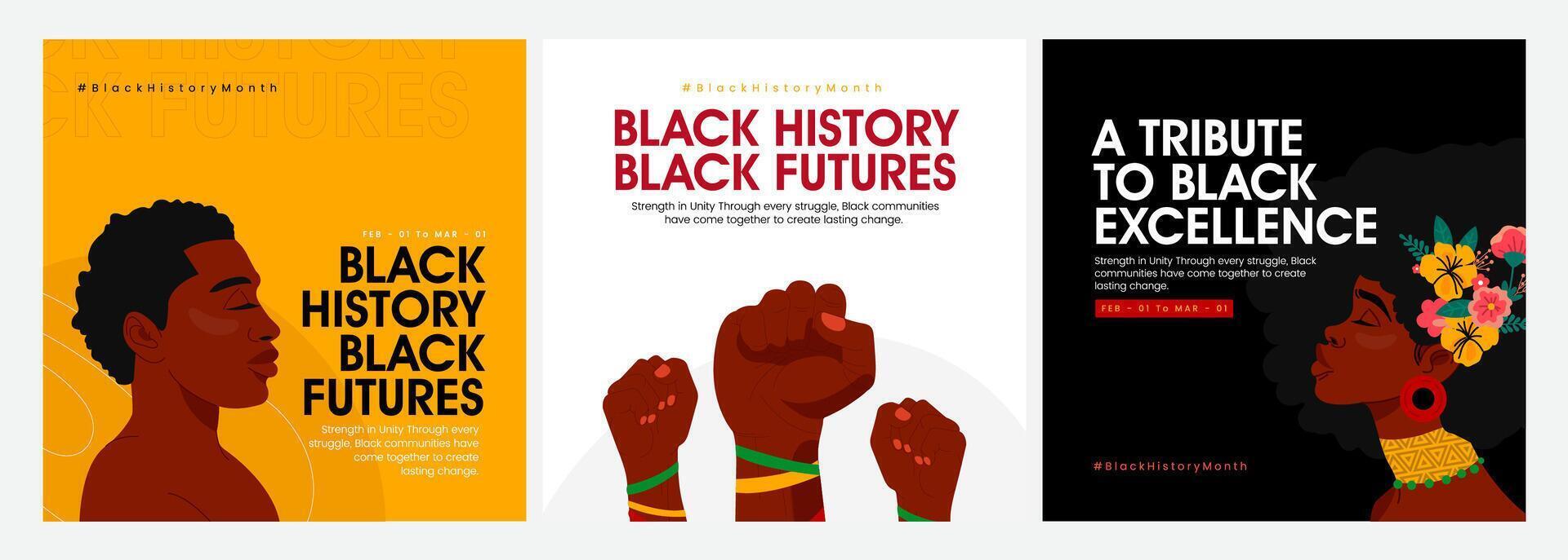 Social Posts Template for Black history month vector