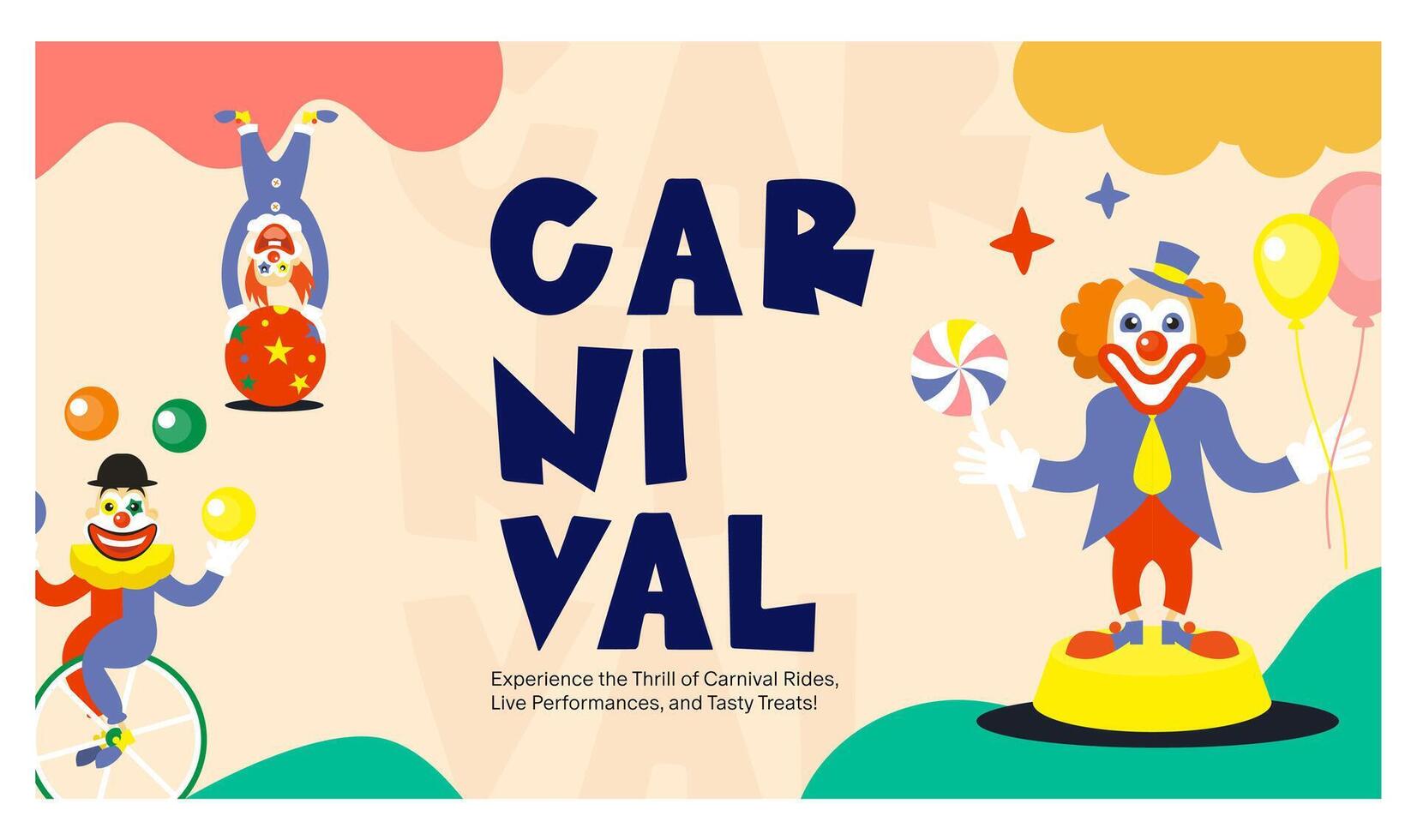 Carnival web landing page banner template vector