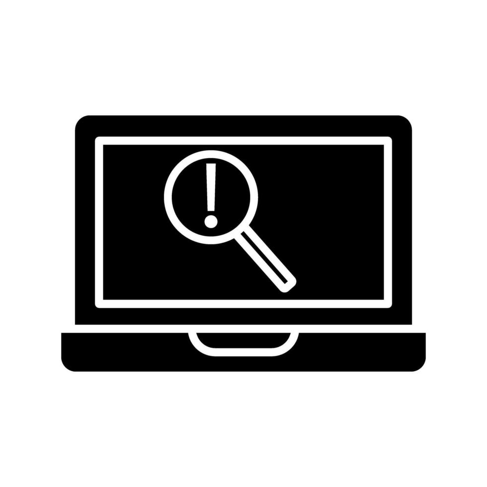 Laptop exclamation mark icon, concept illustration, glyph symbol, sign. vector