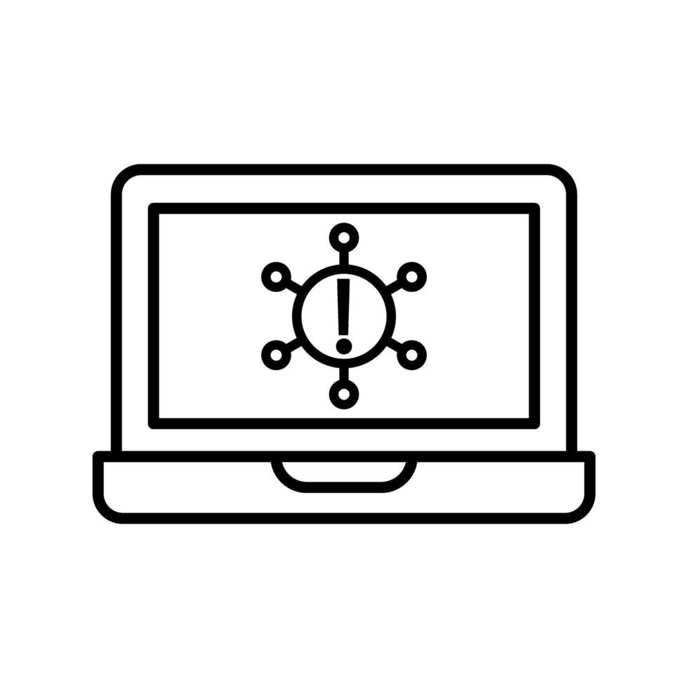 laptop computer with social media icon over white background, line style, illustration vector