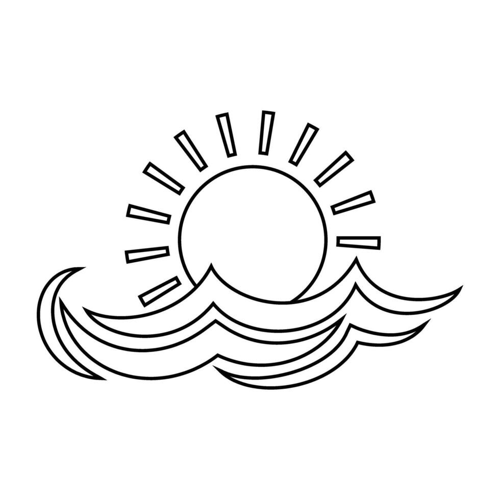 Sun and waves icon . Sunste illustration sign. over white background, line style. vector