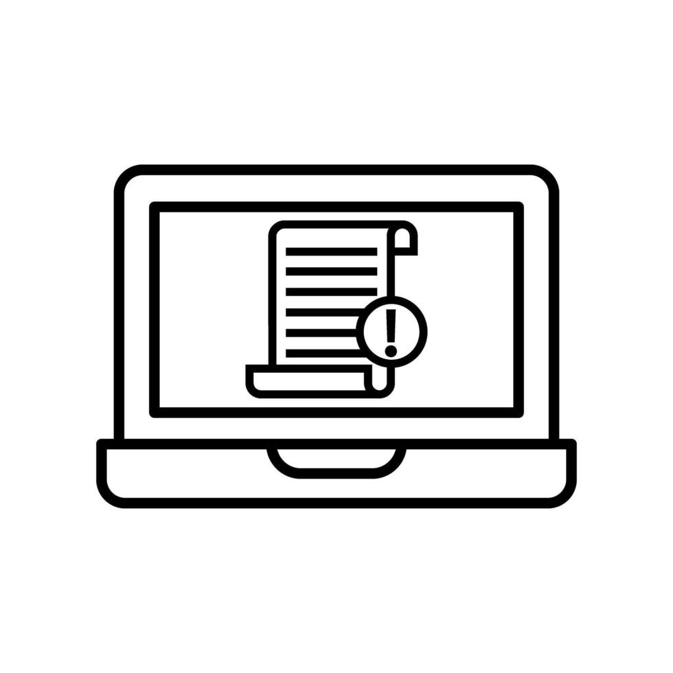 laptop computer with document file isolated icon illustration design thick line vector