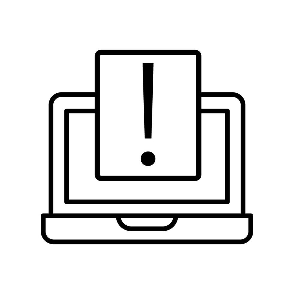 laptop computer exclamation mark icon, line style, illustration vector