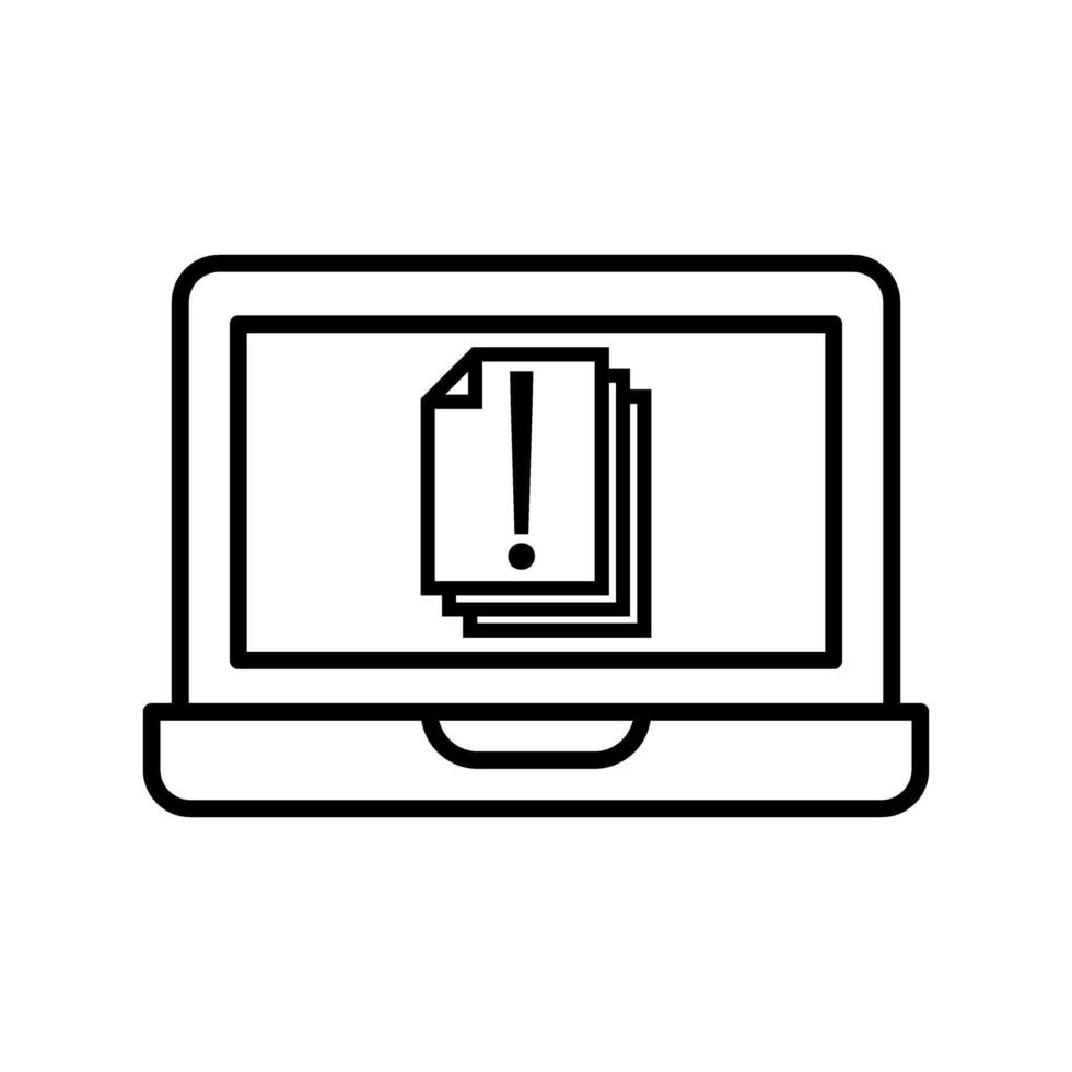laptop computer with document file information illustration line style icon design vector