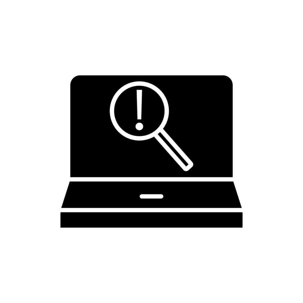 Laptop with exclamation mark , concept illustration, flat symbol. vector
