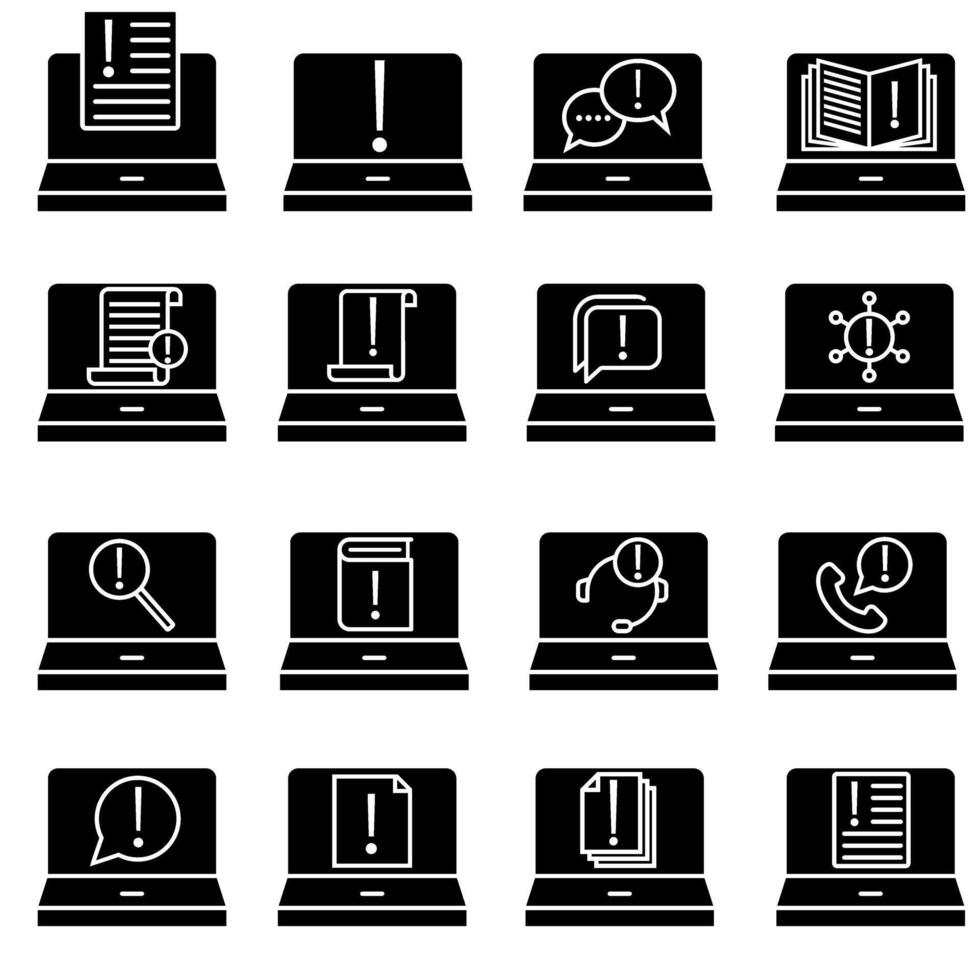Laptop icons set. Simple illustration of 16 laptop icons for web vector