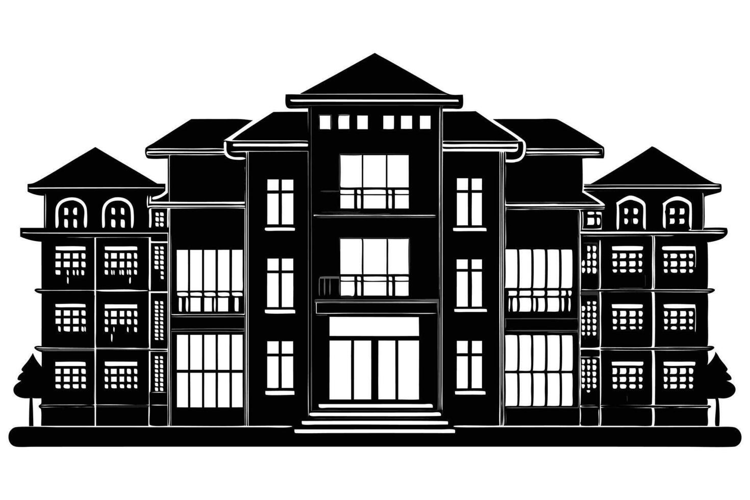 Exterior of apartment building black color vector