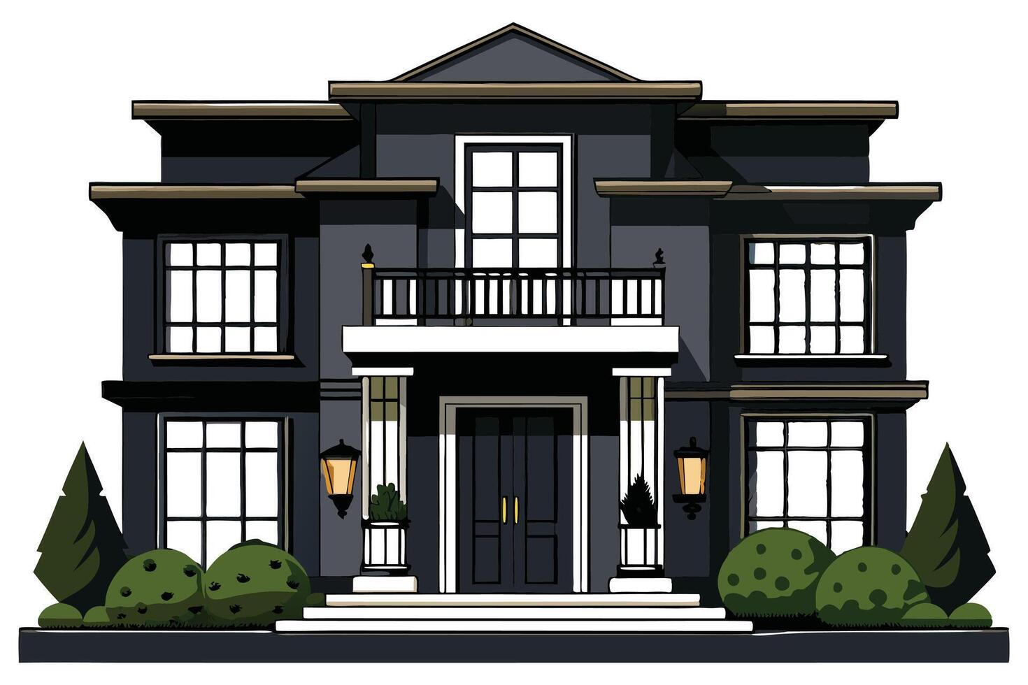 modern house black color silhouette vector