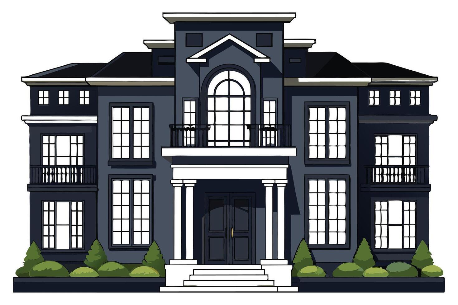 Modern Building silhouette white background vector