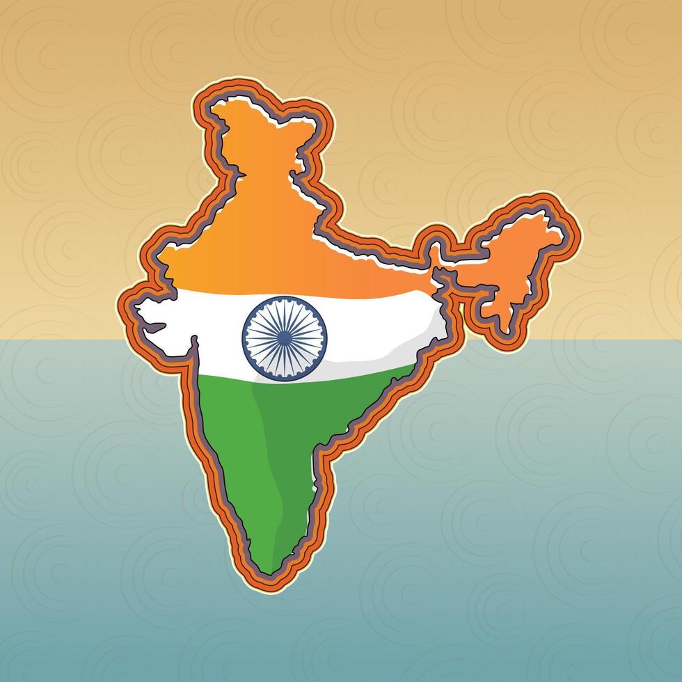India Map with national flag vector