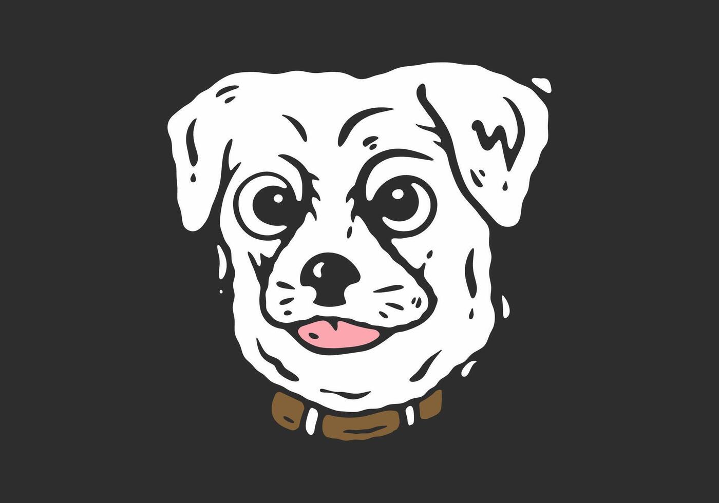 Dog head character with hand drawn style illustration vector