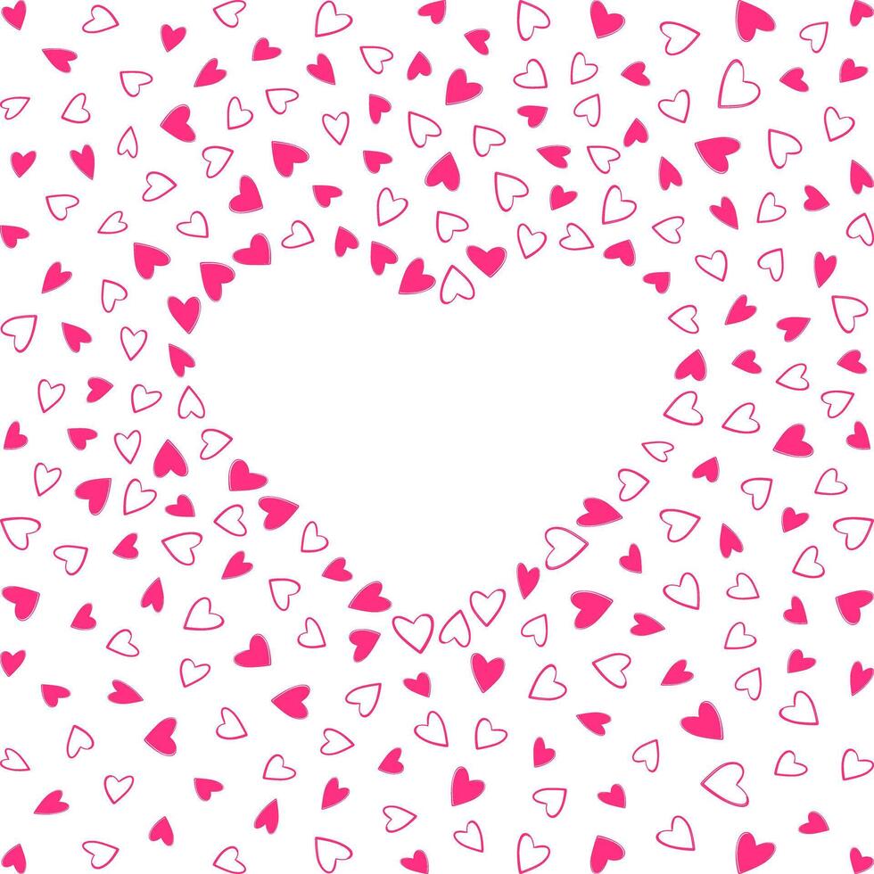 Heart shape hearts Abstract frame background Copy space Template. St Valentines Day greeting design. Isolated illustration Greeting or invitation cards, leaflets, tag, label or web promo banner vector