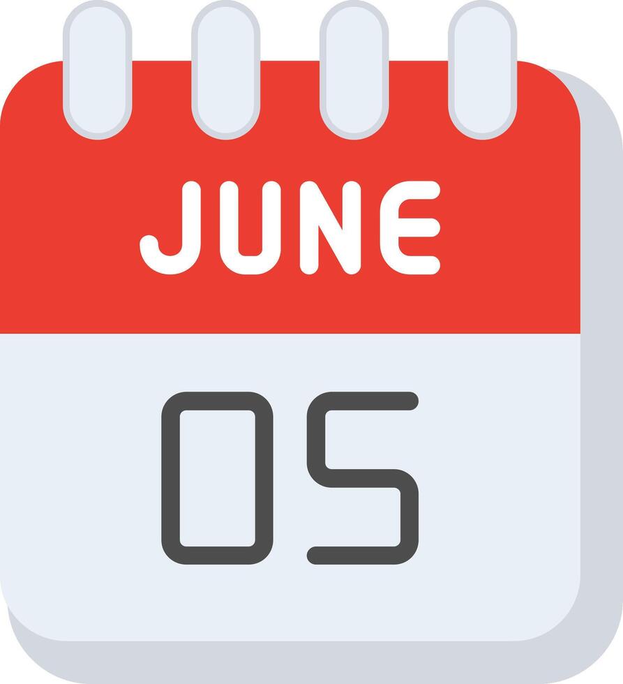 June 5th calendar icon vector