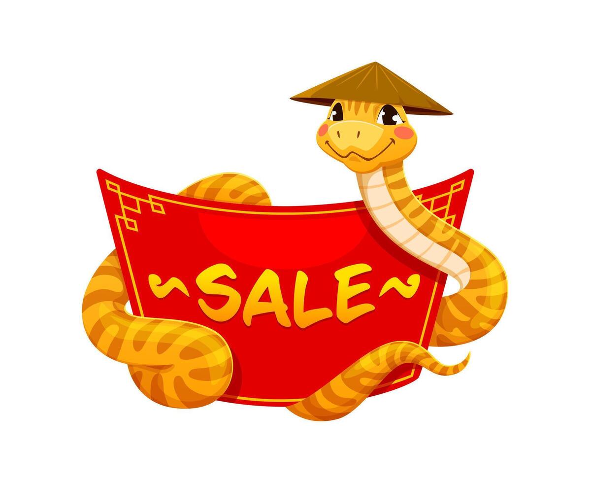 Asian horoscope snake character with sale banner vector