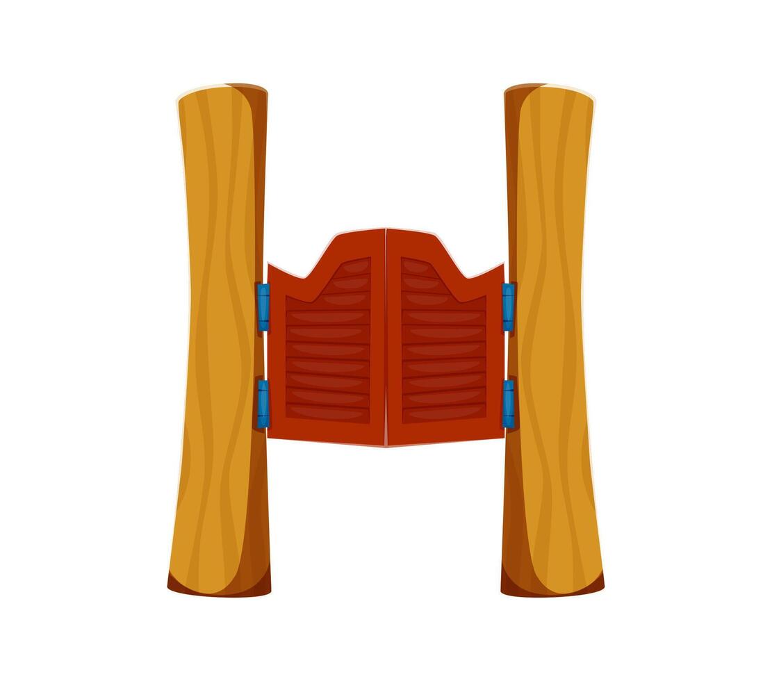 Cartoon western letter H as a saloon wooden doors vector