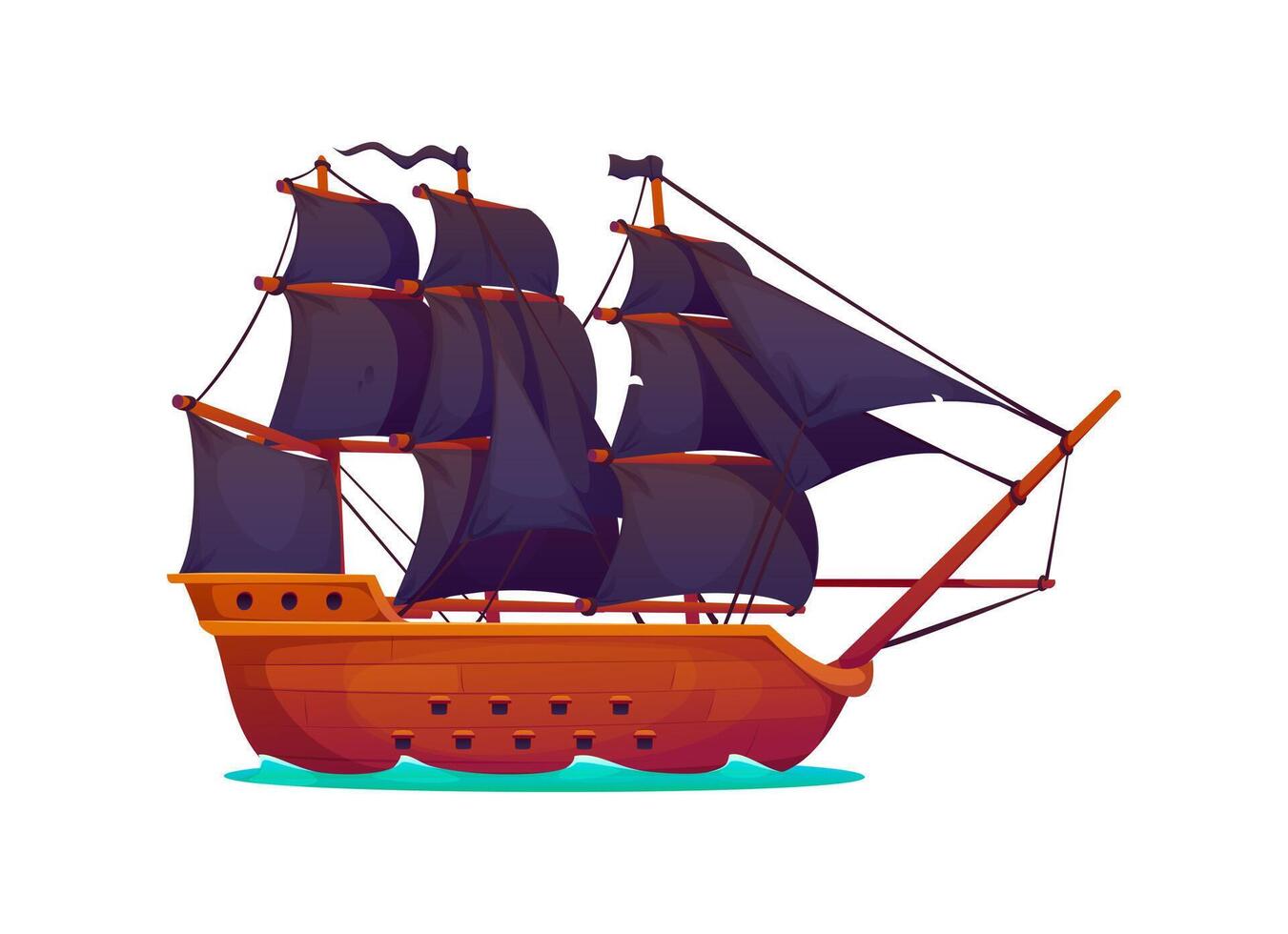 Buccaneer pirate historical frigate sail ship vector