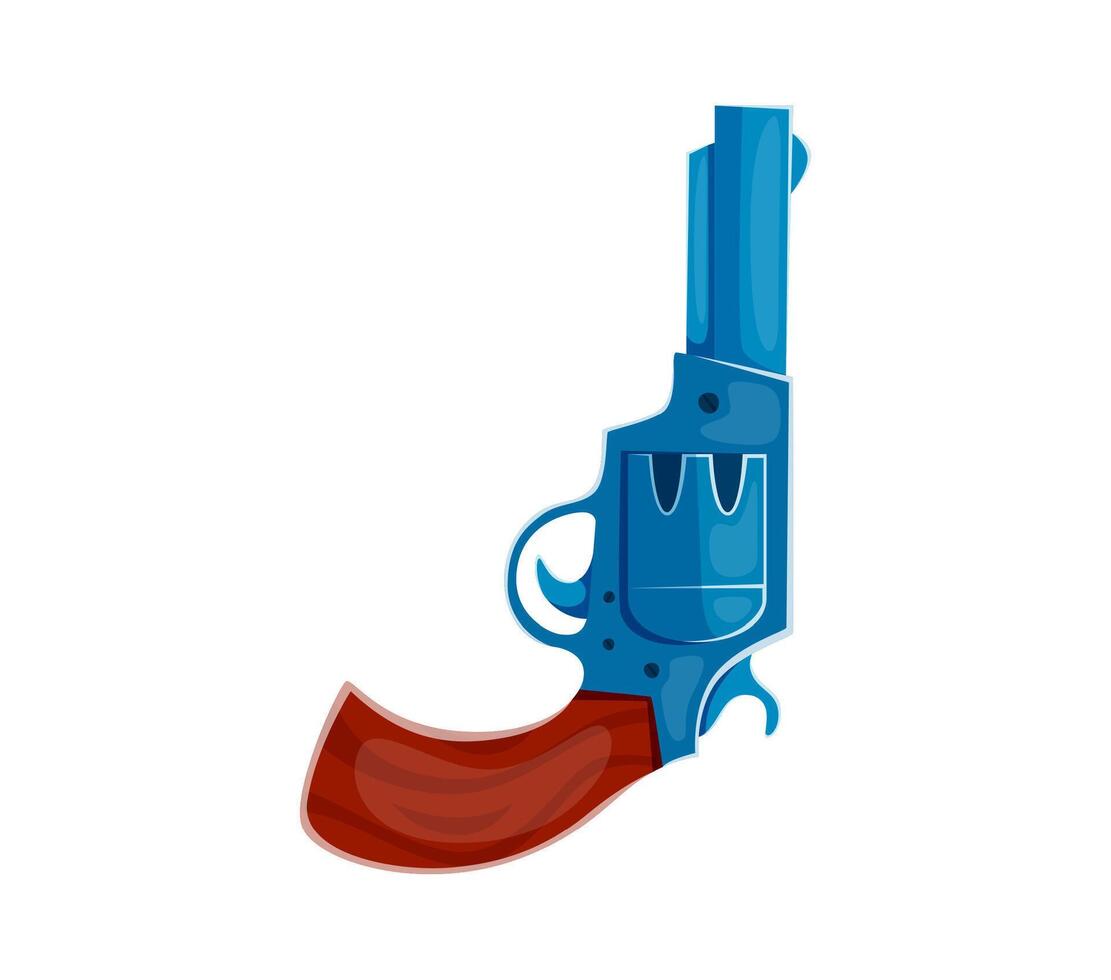 Cartoon letter J as a revolver, wild west gun vector