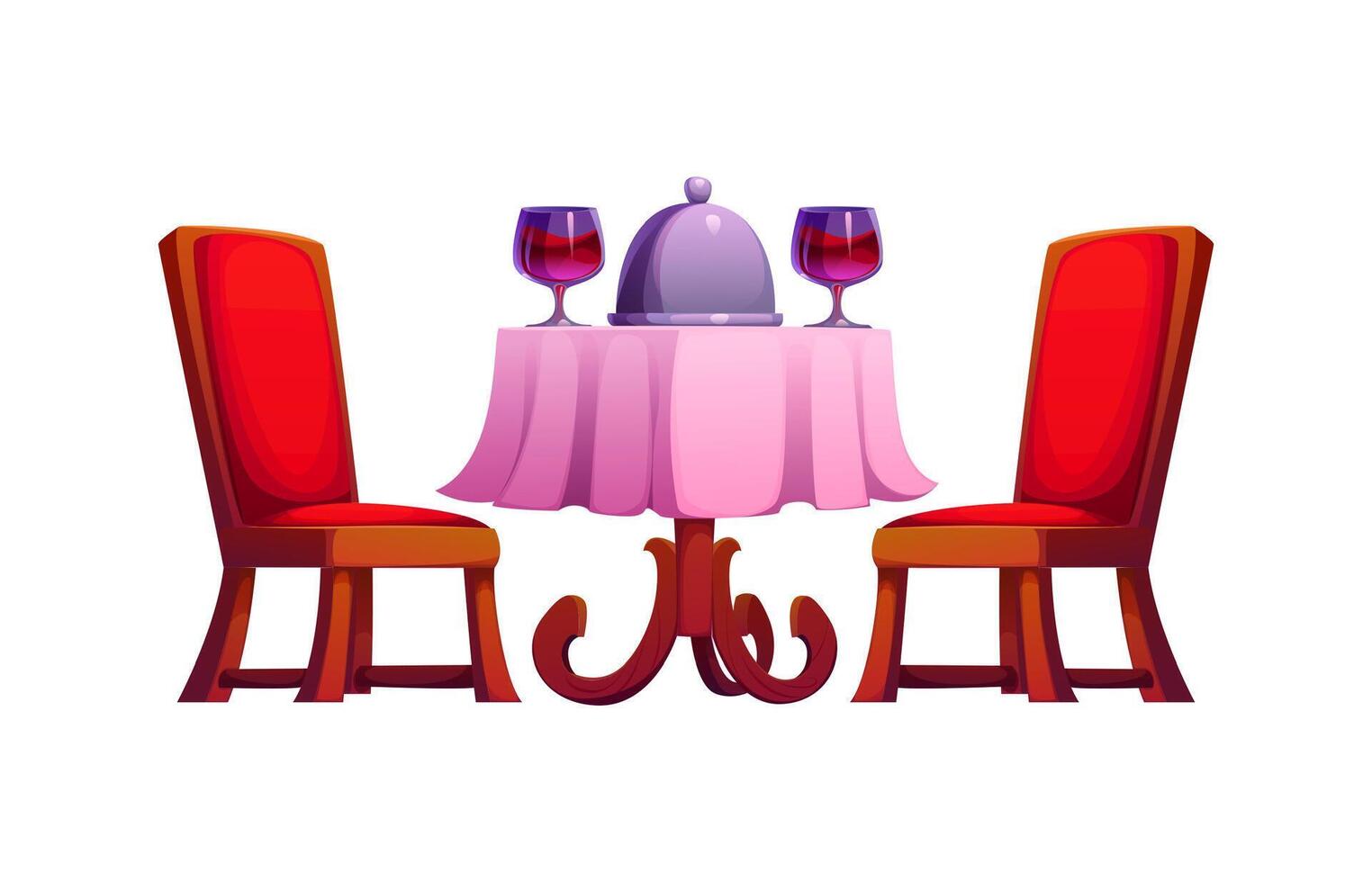 Cartoon cozy, elegant dining setup for Valentine vector