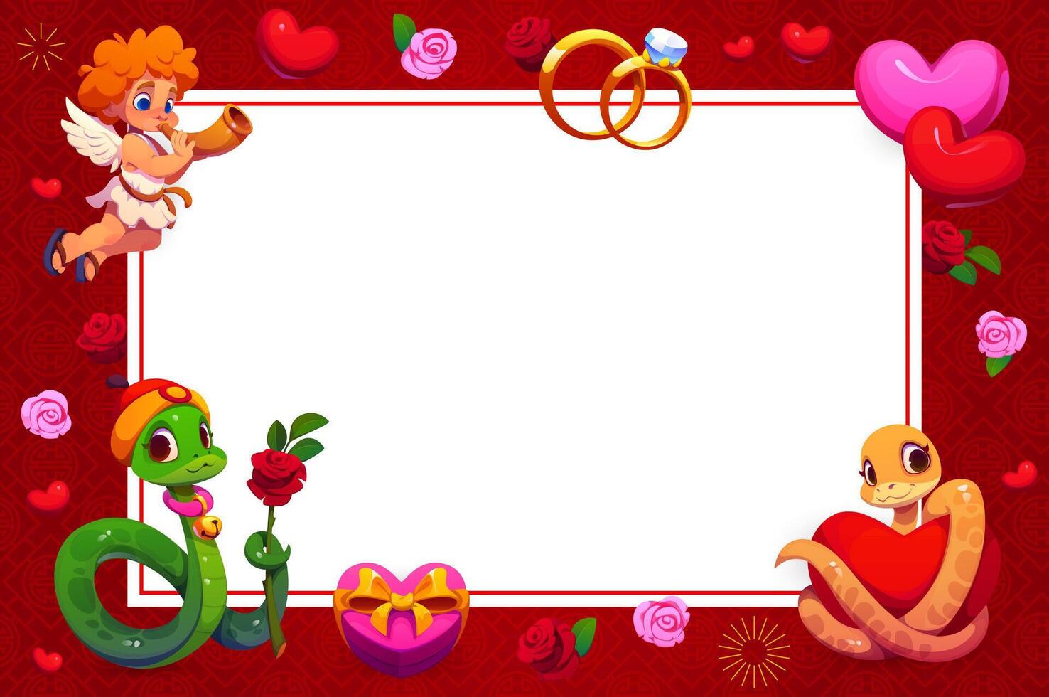Valentines greeting card template romantic frame vector