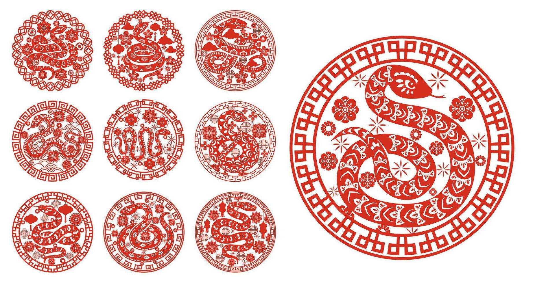 Snake reptiles ornament for Chinese Lunar New Year vector