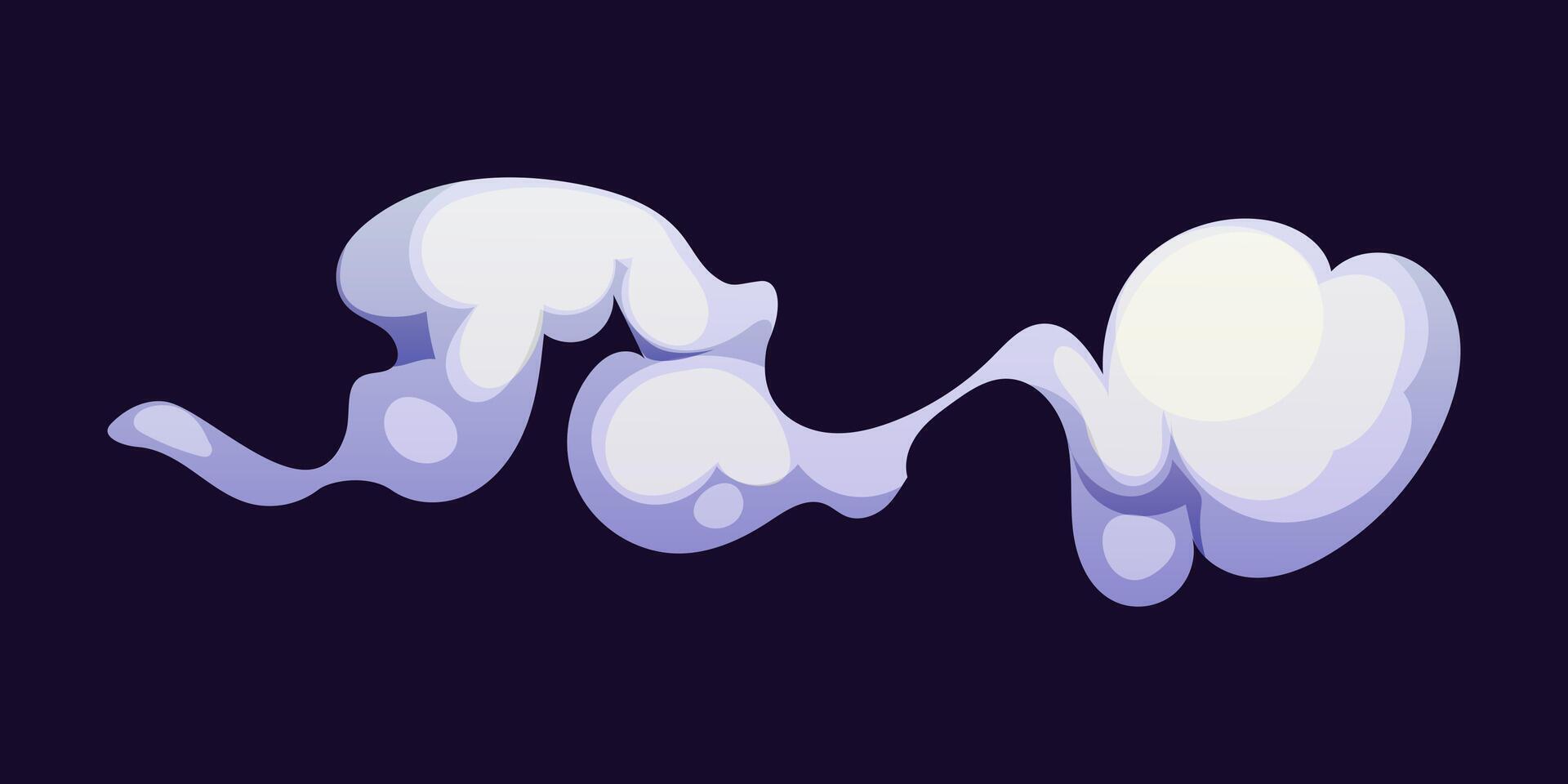 Cartoon smoke cloud with wave trail and puff blow vector