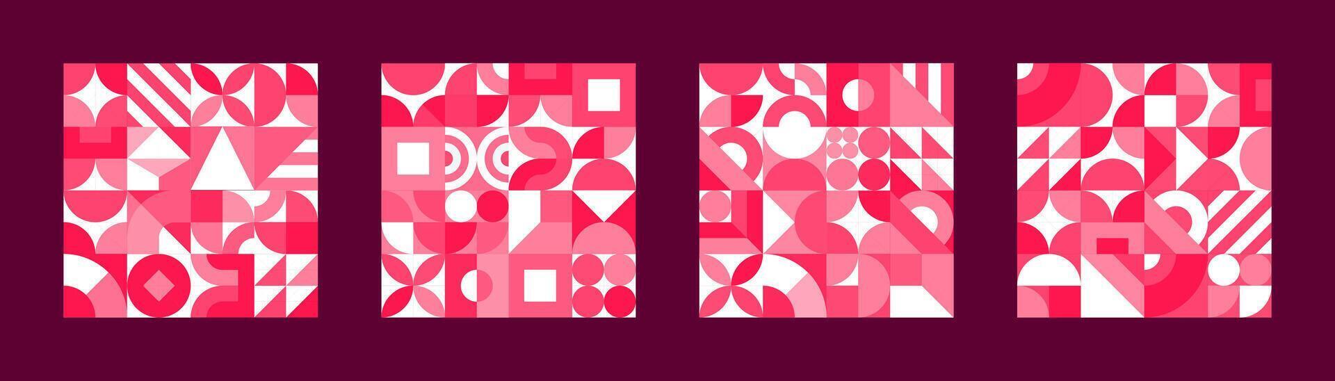 Valentines day geometric shape tile patterns vector