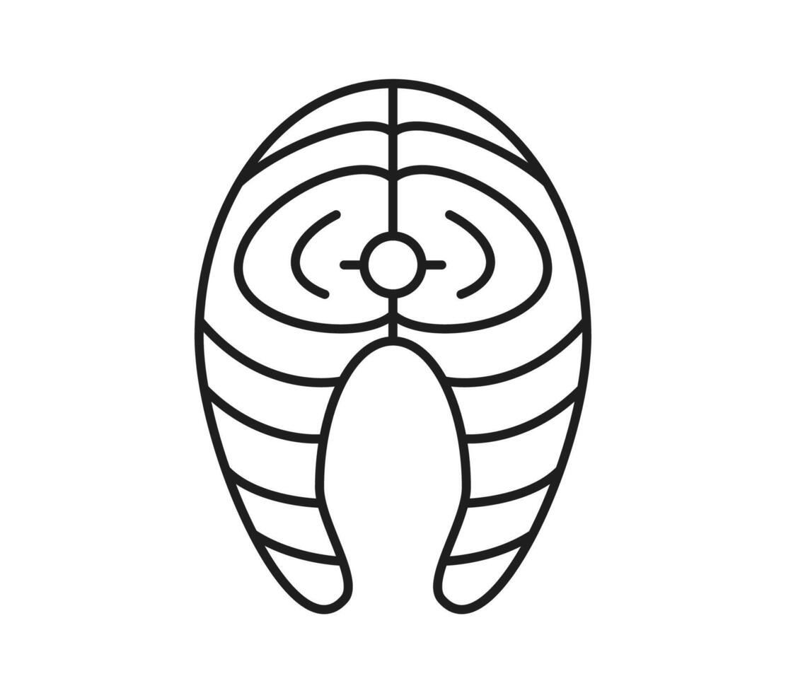 Salmon fish meat steak cut thin line icon vector