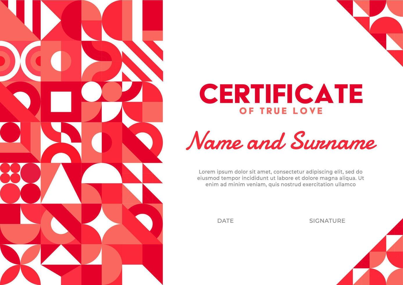 Certificate template with valentines day elements vector
