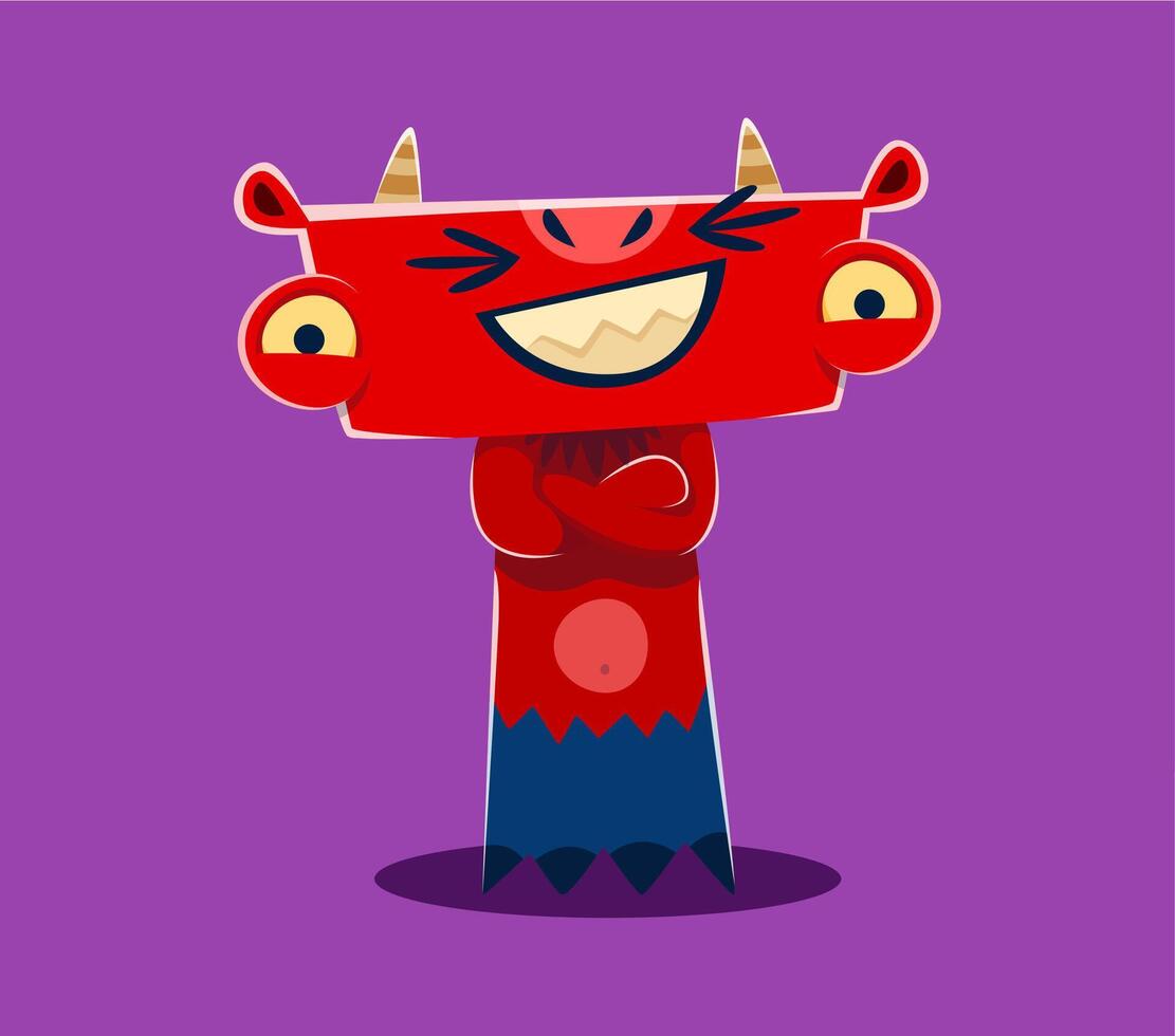 Halloween font letter T cute monster character vector