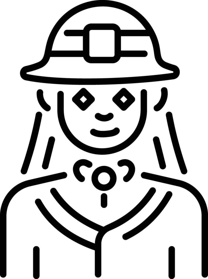 Fashion girl, linear character icon vector