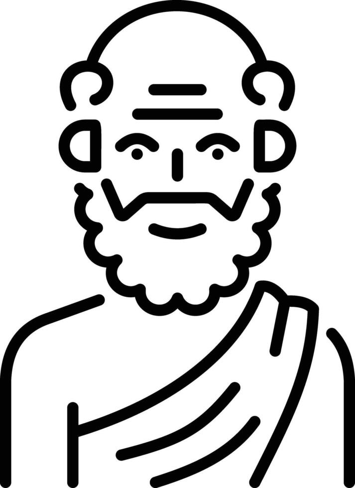 A line icon of greek philosopher vector