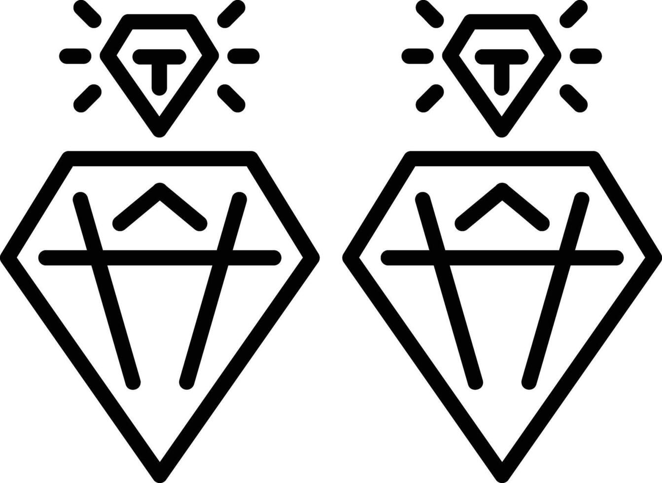 Diamond ear studs, line style icon vector