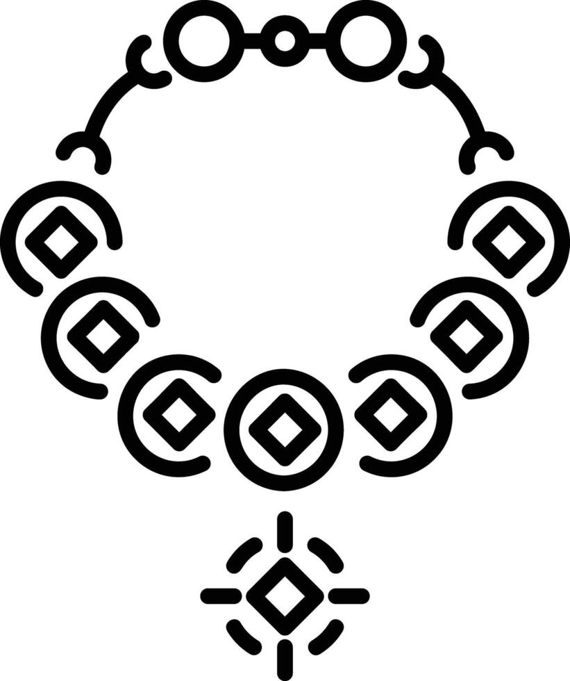 Beautiful beaded necklace, line style icon vector