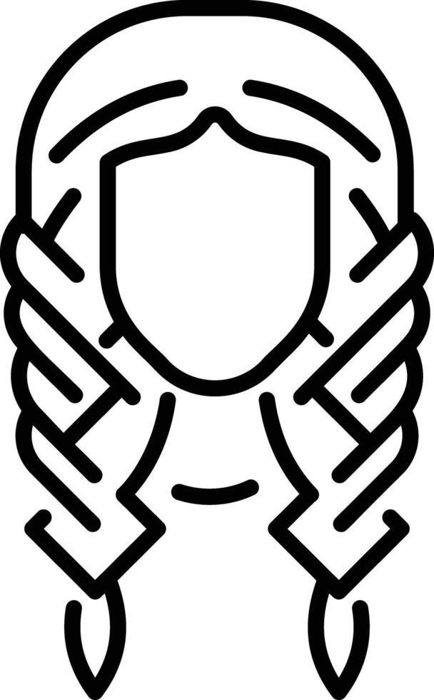 A line style icon depicting braided hairstyle vector