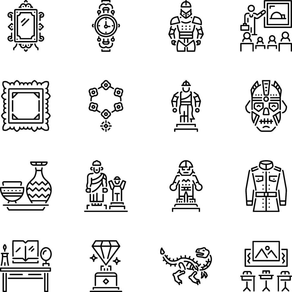Bundle of Linear Style Museum Icons vector